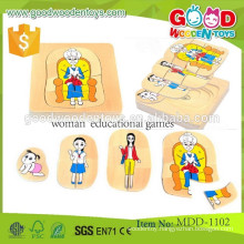 New Style Grandma & Grandpa 5 Layer Puzzle OEM Educational Wooden Kids Toys Puzzles MDD-1102